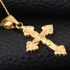 Petite croix pendentif chaîne pour femmes hommes 18k or jaune rempli mode Simple Crucifix bijoux cadeau