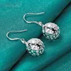 925 Sterling Silver Hollow Ball Heart Dangle Earrings For Woman Wedding Engagement Party Fashion Charm smycken