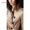 Moda da primavera de alta qualidade Women Trench Coat Long Windbreaker Moda Trend Trendência Dubrobradanteada Slim Long Trench 220812