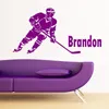 Wall Stickers Playing Hockey Home Decor Living Room Customized Name PVC Sticker On Art DecalsWallWall