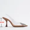 여성 샌들을위한 신발 Zarz 럭셔리 여름 패션 투명한 S 뾰족한 힐 슬리퍼 여자 섹시 펌프 220701