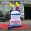 Jätte uppblåsbar lycklig födelsedagstårta för festdekoration utomhusevenemang med 3 meter hög Oxford eller PVC -material