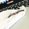 Orecchini a bottone arcobaleno in cristallo colorato Gioielli da regalo di nozze da donna in argento sterling 925 con confezione originale al dettaglio per orecchini Pandora