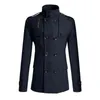 Plus Size Men's Windbreaker Jacket Solid Color Double-Breasted Formal Business Winter Jacket For Work Outerwear L220725