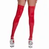 Socken Strumpfwaren Plus Size Latexstrümpfe Schwarz/Rot Kunstleder Oberschenkelhoch Sexy Dessous Clubwear Damen Lange BeinstulpenSocken