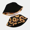 Berets Cotton عباد الشمس طباعة دلو القبعة الصياد في الهواء الطلق سفر شمس قبعة قبعة القبعات للرجال والنساء 314berets Wend22