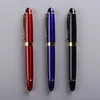 1pcs Brand new deluxe piston filled fountain pen high quality black resin and classic gold plated nib business office writing ink pen can be customized with serial