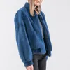 Kadınlar Kürk Sahte Mavi Gerçek Katlar Doğal Kadınlar 2022 Kış Gerçek Ceketler Stand yaka Moda Palto Düzenli Kadın Kadınların Kadınları