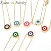 Pendant Necklaces Colorful Enamel Round Coin Eye Turkish Jewelry Bead Necklace Lucky Cute Charm Chain Gold JewelryPendant Sidn22