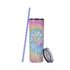 20oz skinny Sunflower Tie dye Tumbler cups in bulk Double Walled Vacuum sublimation Stainless Steel Tumbler WLL1462