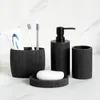 Ensembles d'accessoires de salle de bain noirs distributeur de savon porte-brosse à dents gobelet porte-savon rince-bouche tasse 5/4/3/2 pièces match gratuit 220624