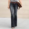 Boyfriend-Jeans Mädchen elastische Taille Slim Fit elegante weibliche Denim-Hose Bell-Bottom Y2k Vintage Streetwear Schlaghose Frauen 220701