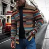 Men's Jackets Personality Colorful Stripes 3d Printing Lapel Button Top Jacket Men's Trend Short Windbreaker 22 Spring And Autumn Produc