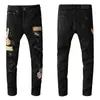 2022SS Nya europeiska och amerikanska mäns designer Hip-Hop Jeans High Street Fashion Tide Brand Cycling Motorcykeltvätt Bokstav Loose Loose Loose