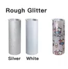 ABD Warehosue 20oz Beyaz Kaba Glitter Tumblers Sublimasyon Düz Tumbler Paslanmaz Çelik Sıska Tumber Vakum Yalıtımlı Bira Kahve Kupaları Saman