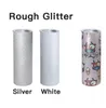 US Warehosue 20oz White Rough Glitter Tumblers Sublimation Straight Tumbler Stainless Steel Skinny Tumber Vacuum Insulated Beer Coffee Mugs with Straw