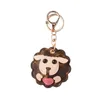 Sheep Design Key Chains Ring Lovers Car Keychains Holder PU Leather Flower Plaid Animal Keyring Gifts Cute Men Women Bag Pendant Charms Fashion Jewelry Accessoriess