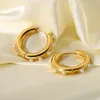 Hoop & Huggie Statement Mini Pearl Earrings Stainless Steel Jewelry 18K Gold Circle Round For Women GirlsHoop Odet22