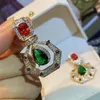 Dangle Avize Sarı-Yeşil Düzensiz Tam Rhinstone Zarif Küpeler Lüks Vintage Kraliyet Mahkemesi Muhteşem Bayanlar Ziyafet Kulak Jewelryd