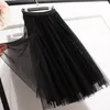 Primavera outono saias elegantes das mulheres do vintage chiffon saia plissada elástica cintura alta casual midi saia roupas femininas jupe