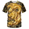 CJLM estilo hombres camiseta personalizada impresión 3D dragón dorado fresco cuello redondo camiseta hombre verano suelta de gran tamaño camisa de manga corta 220619