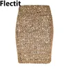 Flectit Womens Skirts Gold Sequined Mini Skirt Bodycon Pencil Skirt Short Wrap Skirt for Office Lady Party Girl Saia 210306