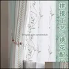 Gardin draperier broderade löv sömmar moderna minimalistiska gardiner för vardagsrum sovrum balkong hipster tjockna nyans elegant droppe