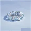 Band ringar smycken professionell evighet ring europeisk och amerikansk blå diamant unik cz 10kt vitt guldfylld bröllop s dhzga