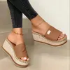 Sandals 2022 Heels Peep Top Summer Shoes Women Beach Slides Toe Buckle Platform Wedge Ladies Casual Female