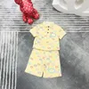 Top 2022SS Child Designer Clothe Sets Childrens Kids Short Sleeve Tshirt Print Yellow Shorts Set Suit Brand Boys Cotto6007310