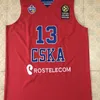 XFLSP # 13 Sergio Rodriguez CSKA Moskva Röd basketball Jersey Broderi Stitched Anpassat något nummer och namn