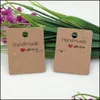 Jewelry Stand Packaging Display 200Pcs 5*4Cm Kraft Paper Handmade With Love Gift Earring Cards CardEarring Packing Card Drop Delivery 202