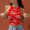 Tanques femininos Camis Christmas Padrão de Natal Cool Summer Camisole Top Santa Snowman 2022 Halter feminino 3d Round Ncond Mleesess Navel Vestwo