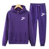 2022 Men's Hoodie Suit Men Sports Wear Tracksuits Brand LOGO Print Men Two Pieces Sets Oversized Purple Hooded Streetwear Outfits S-3XL