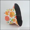 Beanie / Skl Caps Sombreros Sombreros Bufandas Guantes Accesorios de moda 2021 Sol de verano para mujeres Hombres Panamá Bucket Cap Fruta Sandía Naranja Bana