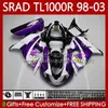 OEM TRABALIFICAÇÃO PARA SUZUKI SRAD TL1000R TL-1000 TL 1000 R 98-03 CORPO 118NO.11 TL-1000R TL1000 R 98 99 00 01 02 03 TL 1000R 1998 1999 2000 2001 2002 2003 Kit de justo roxo branco