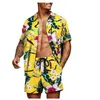 Casual shirts voor heren t-shirt voor heren bloemenprint shirt set korte mouw shorts suite suite mannen kleding Hawaiian Holiday 2-delige sets my753men's