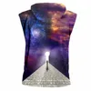 Mode homme débardeur à capuche 3D ciel étoilé route drôle Streetwear hommes t-shirt corps entier impression surdimensionné 220623