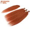 Modeidol afro kinky lockiga hårbuntar med stängning syntetiskt hår 30 tum ombre orange värmebeständig fiber hårförlängningar 220615