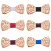 Bow Ties Design Handmade Adjustable Wooden Tie Mens Floral Hollow Carved Wood Bowtie For Man Wedding Accessories Neck GiftBow