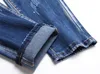 Jeans slim fit mascues étendus stretch blue masculin lavé pantalon de jean lavé pantalon blonds de pantalon hip hop 10200