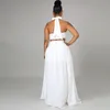 Work Dresses 2022 Quality 2 Pcs Women Set Solid Halter Strapless Short Tops Maxi Dress Summer Sexy Outfits