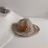 Sombrero de sol de verano para bebé, bonito oso de dibujos animados, sombreros de cubo para niños pequeños, gorro de pescador de Panamá para niños y niñas de algodón a cuadros sólidos 220630