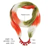 Pendant Necklaces Unique Gradient Head Scarves Printing Pattern Chiffon Beads Scarf Statement Maxi Jewellery Necklace Multi-colors Women Muf