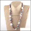 Pendant Necklaces Pendants Jewelry Fashion Bohemian Irregar Big Pearl Shell For Women Ethnic Power Dro Dhni3