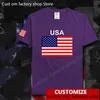United States of America USA US T shirt Free Custom Jersey DIY Name Number 100 Cotton High Street Fashion Loose T shirts 220620