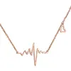 Korea ECG Pendant Love Necklace Female Titanium Steel 18K Electroplating Gold Peach Heart-shaped Clavicle Chain Color Gold Jewelry