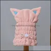 Handduk Hemtextiler Trädgård AA Torra hårlockar förtjockad mjuk superabsorbent Coral Veet Cat Ears Cap Dusch Towels Spa Bathing Hats 81 M2 Dr