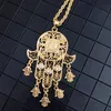 Pendant Necklaces Fatima Hand Crystal Necklace Gold Plating Long Chain Slid Pendants For Women Arabic Royal Bridal JewelryPendant