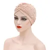 Beanie/Kafatası Kapakları Moda başörtüsü Müslüman Kadınlar Hicap iç kemoterapi saç dökülmesi pilili şapkalar kadın boncuklu türban başlık İslam kafa karıştırıcı